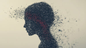 Sillhouette of a person filtering information through their head